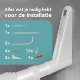 Erica ​U-Vormige Douchestang, 70x165x70cm, Hoekdouchestang voor Badkuip zonder Beugel aan het Plafond, PVC-Vrije Kunststof Coating, Roestvrij. Wit.