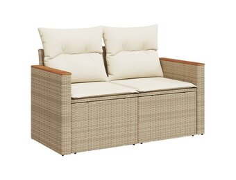 vidaXL Tuinbank Poly Rattan Beige - 42% Korting