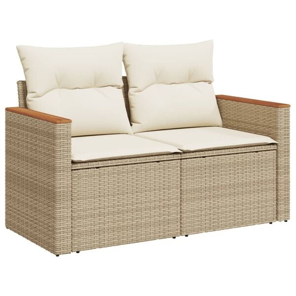 vidaXL Tuinbank Poly Rattan Beige - 42% Korting