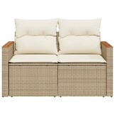 vidaXL Tuinbank Poly Rattan Beige - 42% Korting