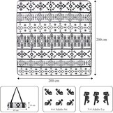 Sequpr Picknickdeken, waterdicht, 200 x 200 cm, stranddeken, campingdeken, opvouwbaar, strandmat, draagbaar, picknickdeken voor kamperen, wandelen, park, strand (zwart en wit)