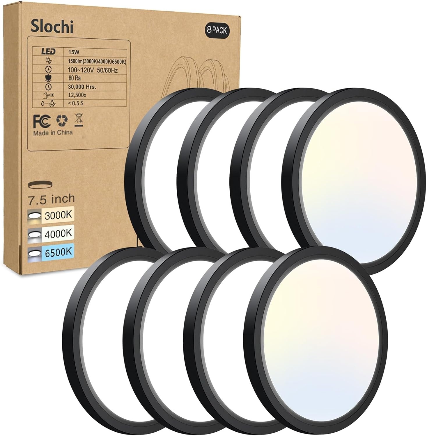 slochi Led-plafondlamp, dimbaar, 36 W, 4200 lm, led-plafondlamp met afstandsbediening, 1800 K, nachtlampje, warme kleur, 3000 K-6500 K, ultradunne ronde plafondlamp, voor woonkamer, kinderkamer, Ø 40