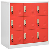 vidaXL Lockerkast Staal 90x45x92,5cm Lichtgrijs/Rood - 67% Korting