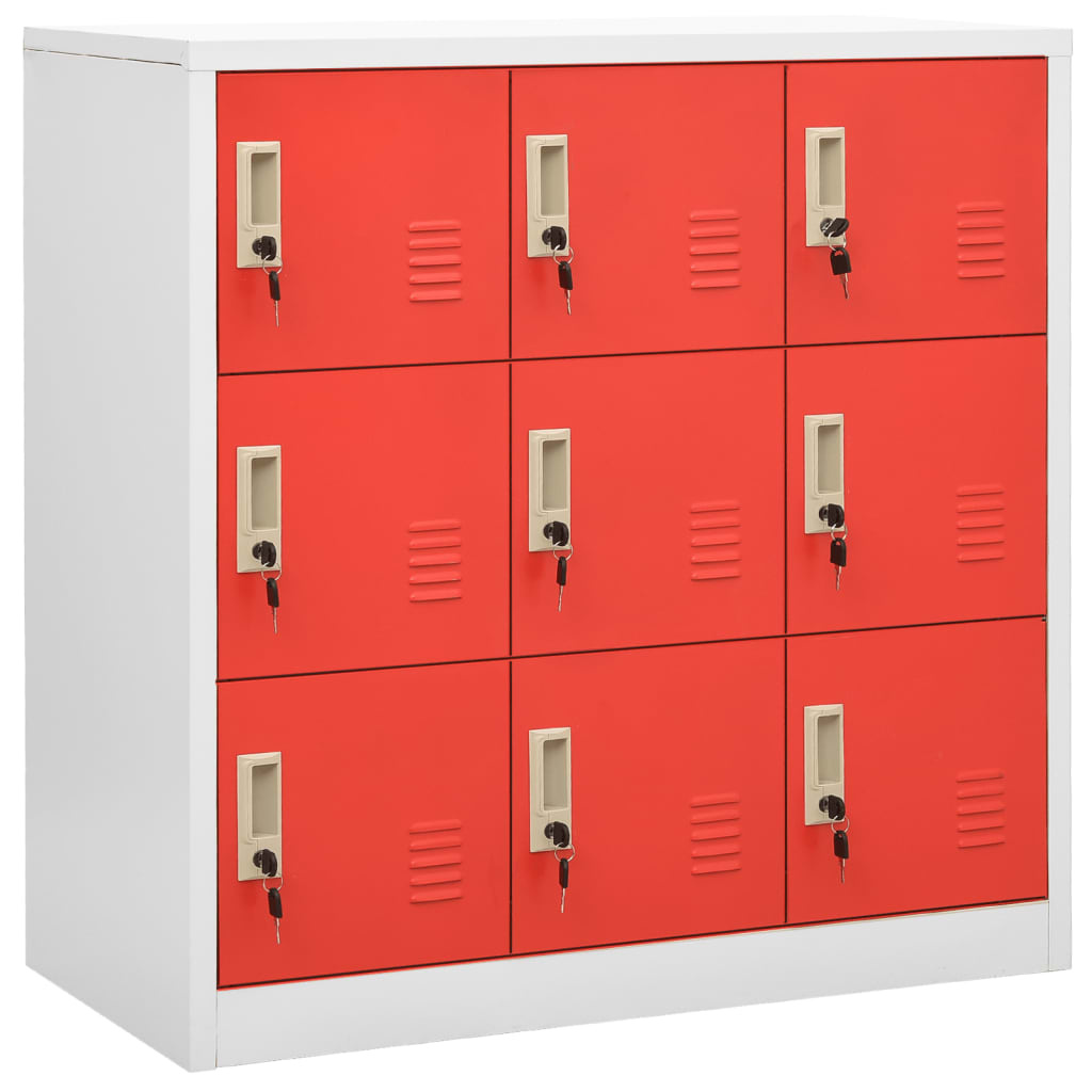 vidaXL Lockerkast Staal 90x45x92,5cm Lichtgrijs/Rood - 67% Korting