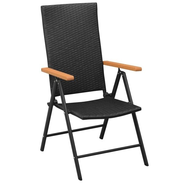 vidaXL Tuinstoelen Stapelbaar 2 st. Poly Rattan Zwart - 46% Korting!