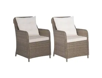 vidaXL Tuinstoelen 2 st met kussens poly rattan bruin