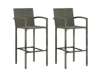 vidaXL Barkrukken 2 st poly rattan grijs