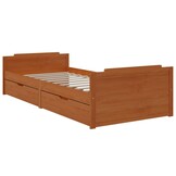 vidaXL Grenenhouten Bedframe met Lades - Honingbruin (90x200cm) - 36% Korting!