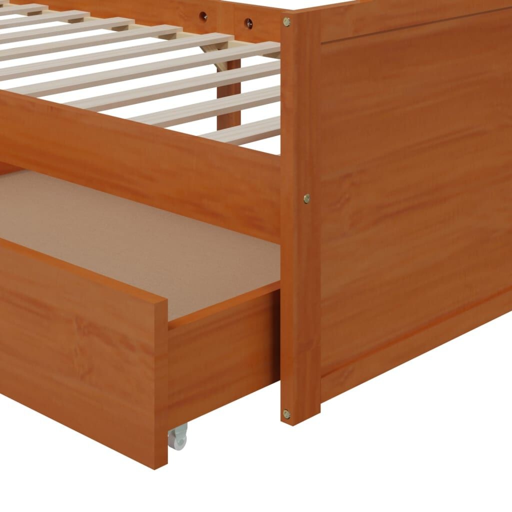 vidaXL Grenenhouten Bedframe met Lades - Honingbruin (90x200cm) - 36% Korting!