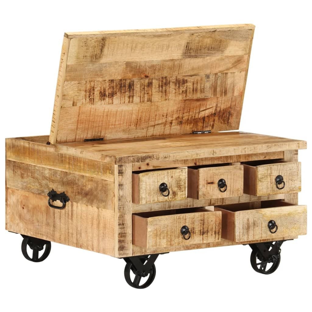 vidaXL Salontafel 70x70x40 cm ruw mangohout