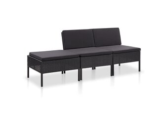 vidaXL Loungeset Zwart - 3-delig met Kussens - 36% Korting!