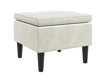 vidaXL Kruk met houten poten fluweel crèmekleurig