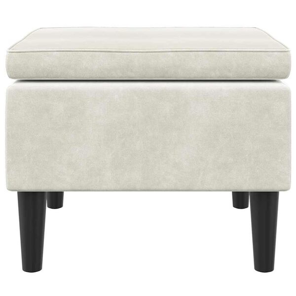 vidaXL Kruk met houten poten fluweel crèmekleurig