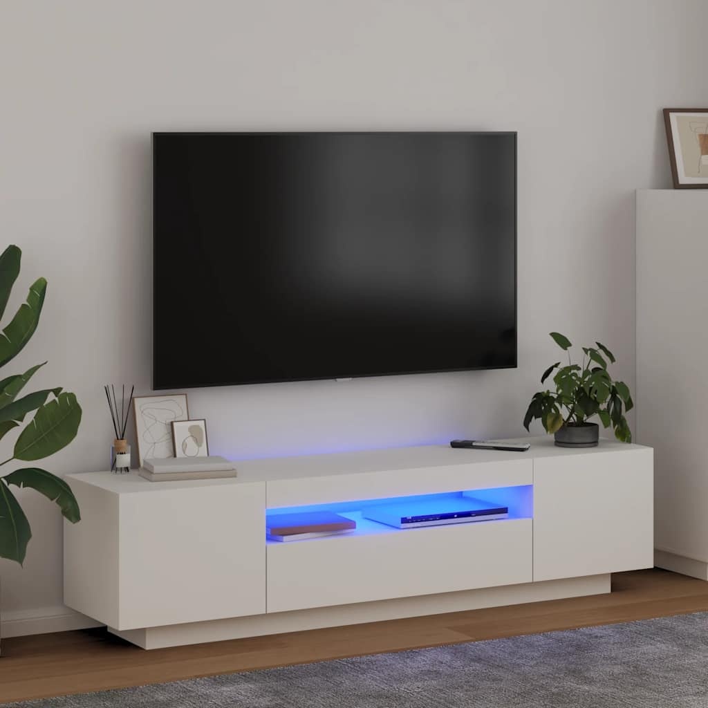 vidaXL TV-meubel Wit met LED - 160x35x40cm - 59% Korting
