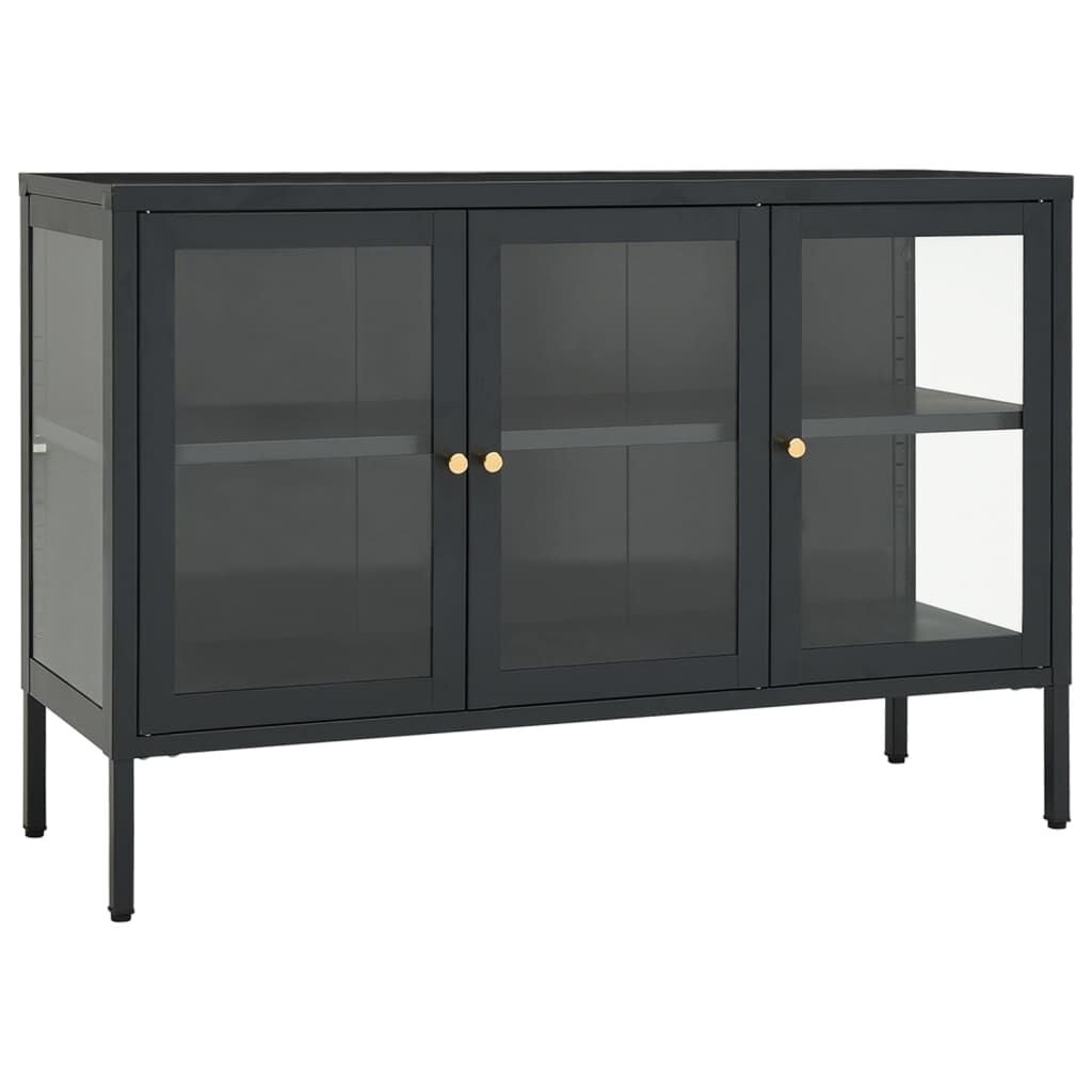 vidaXL Dressoir Staal & Glas Antraciet - 34% Korting!