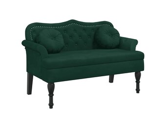 Retourtje: Donkergroen Fluweel Bankje met Kussens - 34% Korting