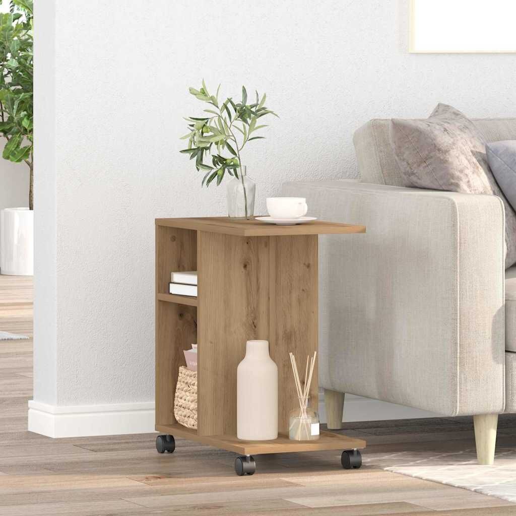 vidaXL Bijzettafel met Plank Eikenkleurig - 30% Korting