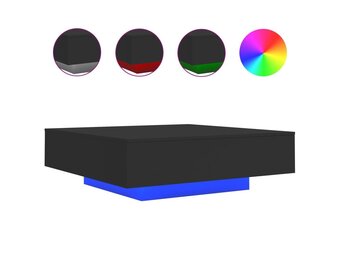 VidaXL Salontafel Zwart - 100x100cm met LED - 33% Korting!