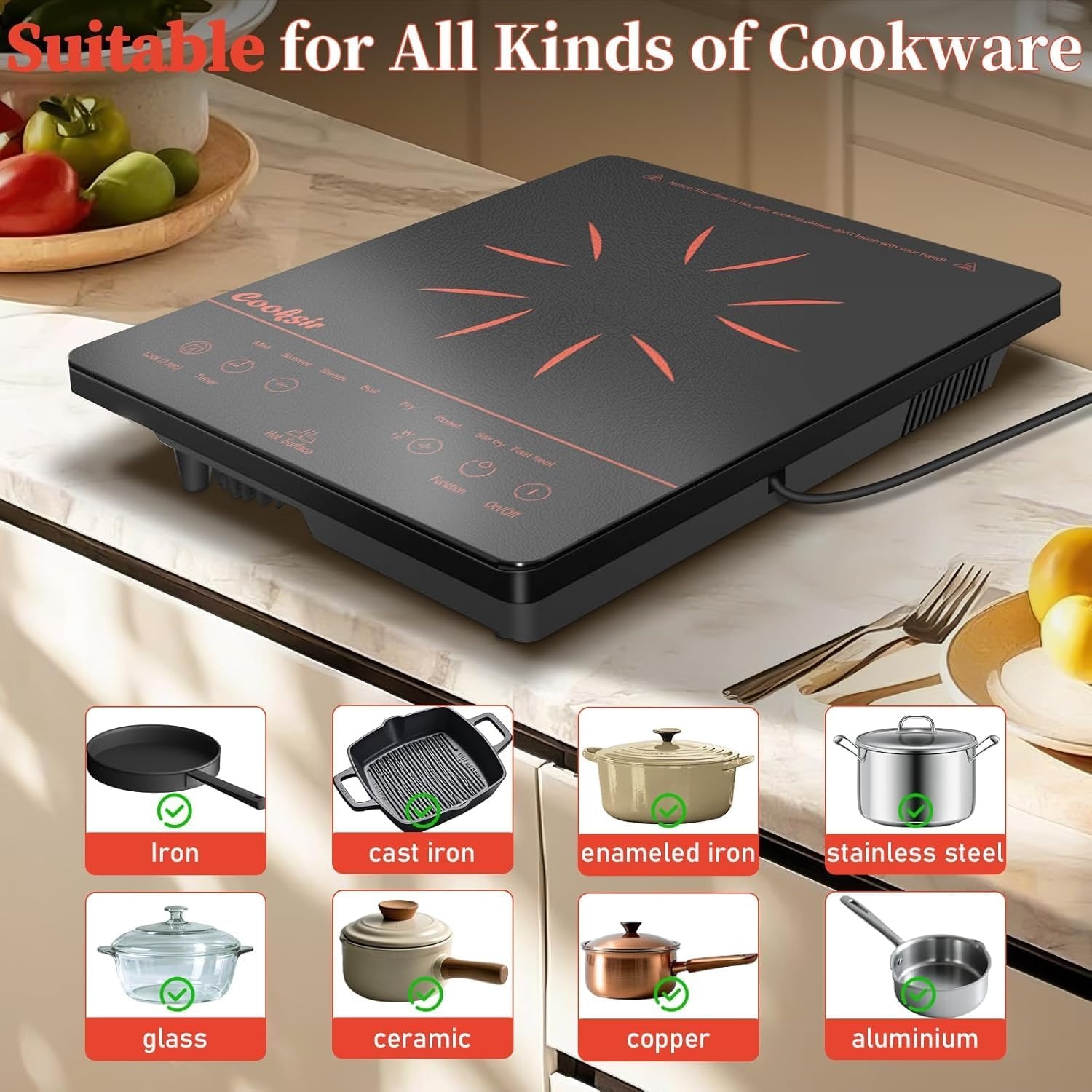 Cooksir Keramische Kookplaat 2000W - Compact & 28% Korting