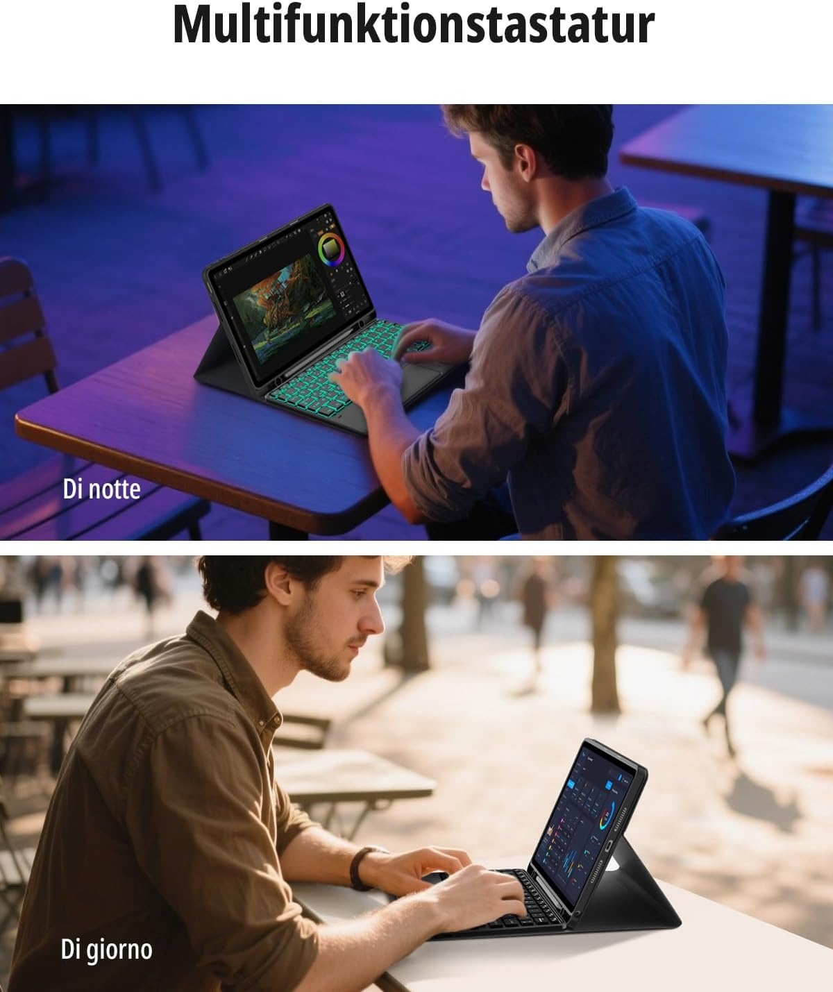 CACOE Toetsenbordhoes Lenovo Idea Tab 2025 11" met Touchpad & 7-kleuren Achtergrondverlichting - 26% Korting!