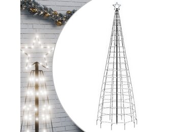 vidaXL Kerstboom LED met Spikes - 300cm Koud Wit - 51% Korting