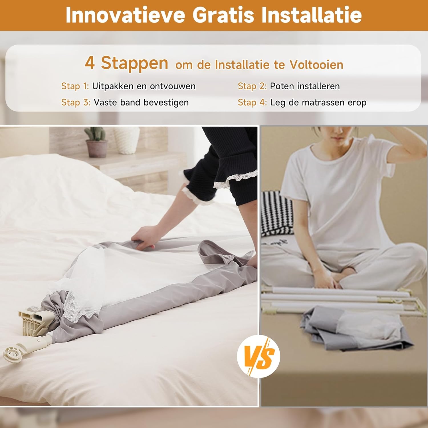 Bedhek 180cm Zwart/Wit - 52% Korting!