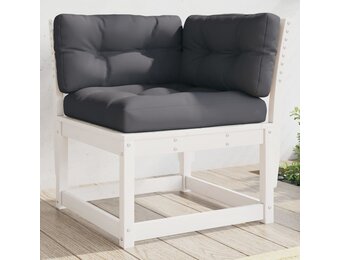 VidaXL Tuinhoekbank Grenenhout Wit met Kussens - 54% Korting