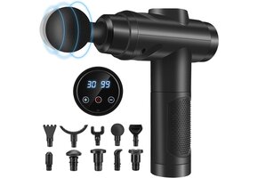Zwart Massagepistool - 30 Snelheden & 10 Opzetstukken | 33% Korting!