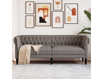 VidaXL Taupe Driezitsbank Chesterfield Stof - 29% Korting!