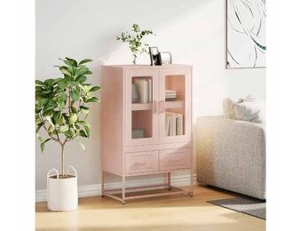 vidaXL Hoge kast 68x39x111,5 cm staal roze