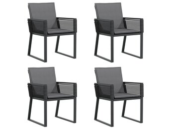vidaXL Tuinstoelen 4 st met kussens poly rattan zwart
