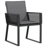 vidaXL Tuinstoelen 4 st met kussens poly rattan zwart