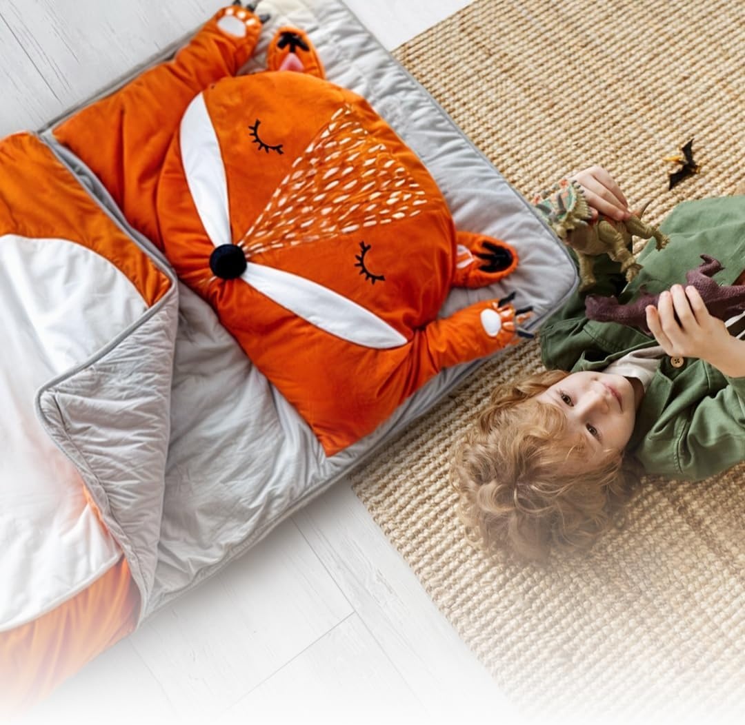 Kinderslaapzak vos, slaapzak voor kinderen, mummieslaapzak, licht en compact, 165 x 75 cm
