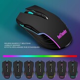 RedThunder K10 Draadloos Gaming Toetsenbord en Muis AZERTY Zwart