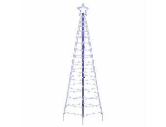 vidaXL LED Kerstboom met 390 LED met grondpennen Blauw 250 cm IJzer