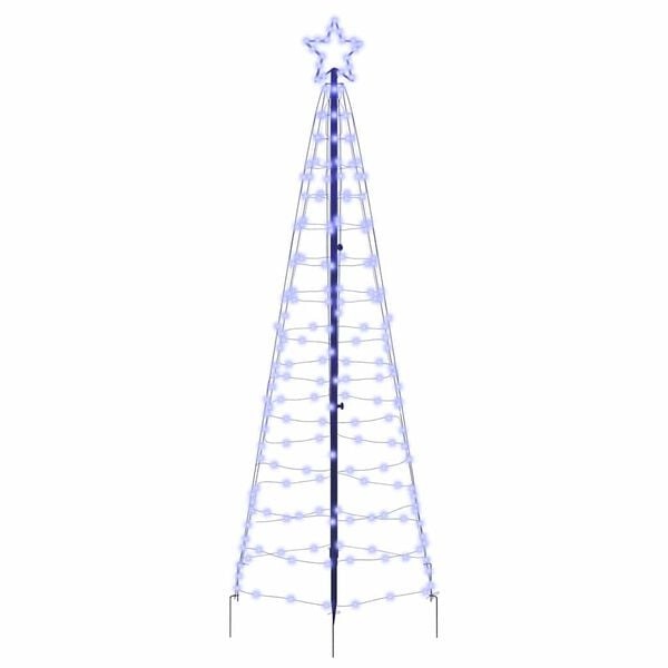 vidaXL LED Kerstboom met 390 LED met grondpennen Blauw 250 cm IJzer
