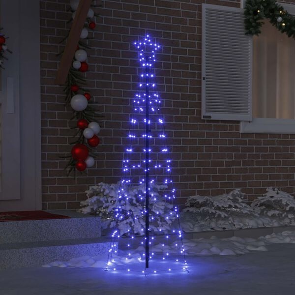 vidaXL LED Kerstboom met 390 LED met grondpennen Blauw 250 cm IJzer
