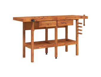 vidaXL Werkbank met lades en bankschroeven 162x62x83 cm acaciahout