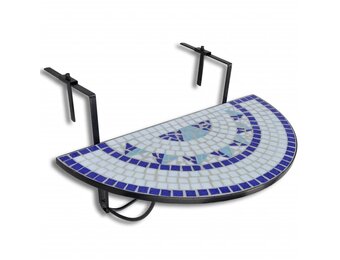 vidaXL Balkontafel hangend mozaïek blauw en wit