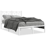 vidaXL Bedframe met hoofdbord metaal wit 120x200 cm