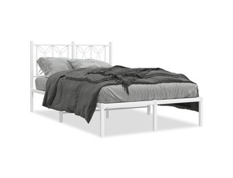 vidaXL Bedframe met hoofdbord metaal wit 120x200 cm