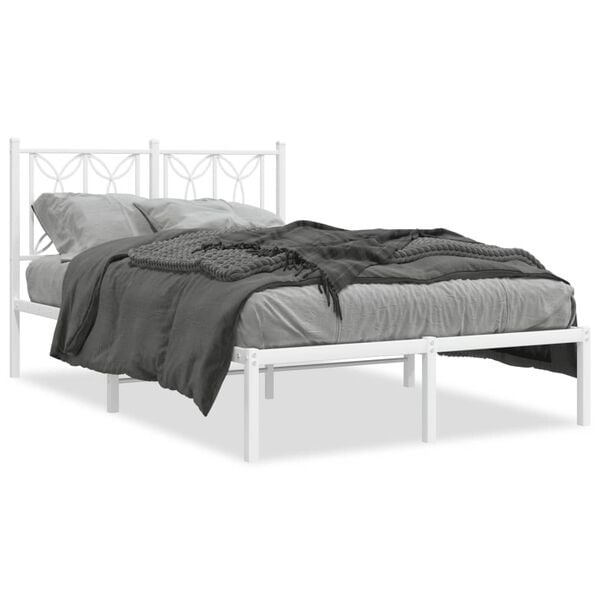 vidaXL Bedframe met hoofdbord metaal wit 120x200 cm