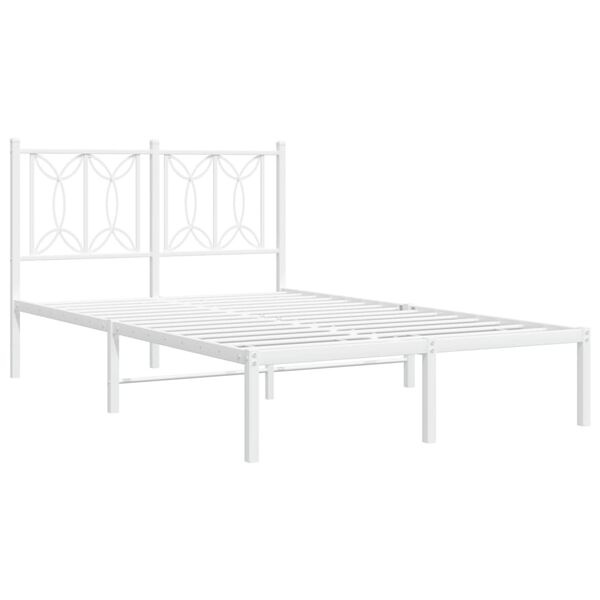 vidaXL Bedframe met hoofdbord metaal wit 120x200 cm