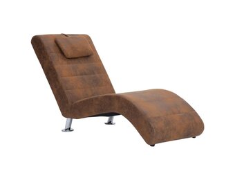 VidaXL Chaise Longue Kunstsuède Bruin - 34% Korting