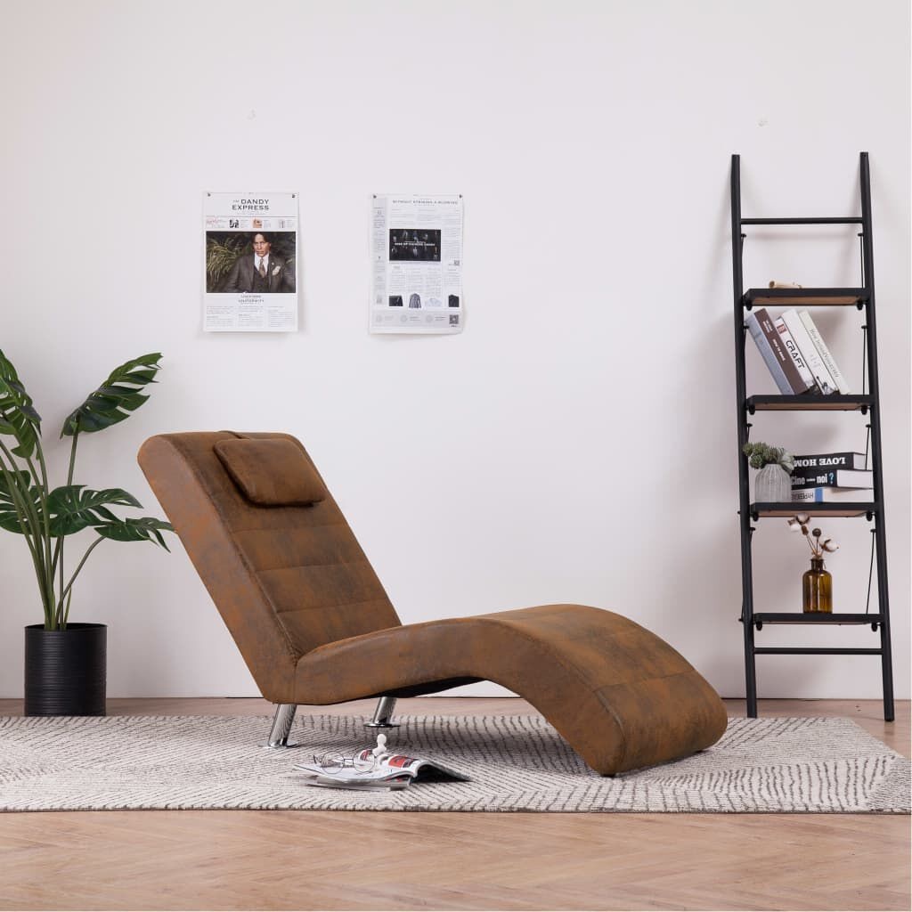 VidaXL Chaise Longue Kunstsuède Bruin - 34% Korting
