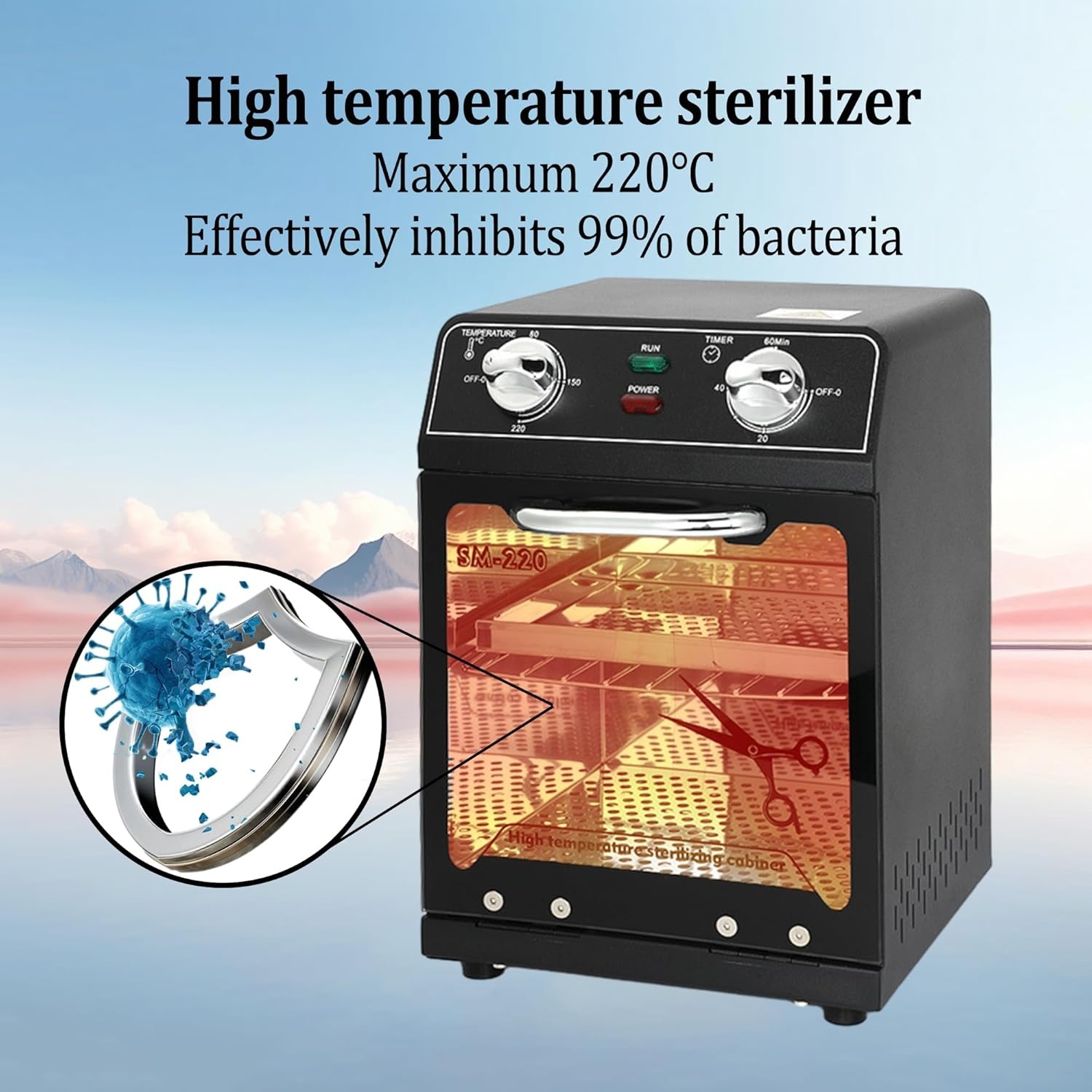 Zwarte Salon Sterilisator 220°C met Timer - 35% Korting!