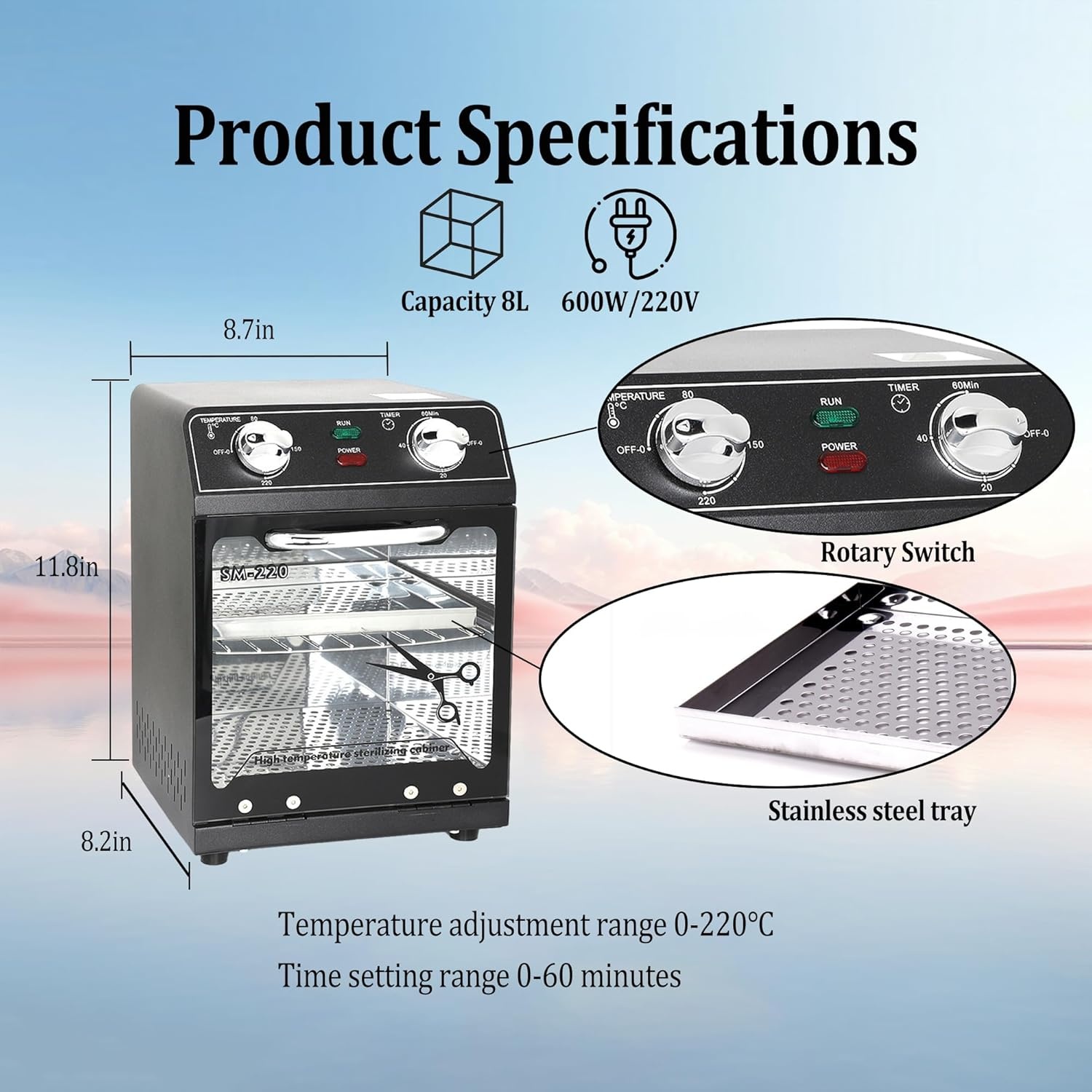 Zwarte Salon Sterilisator 220°C met Timer - 35% Korting!