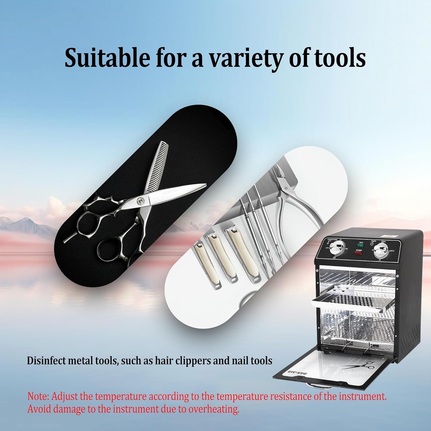 Zwarte Salon Sterilisator 220°C met Timer - 35% Korting!