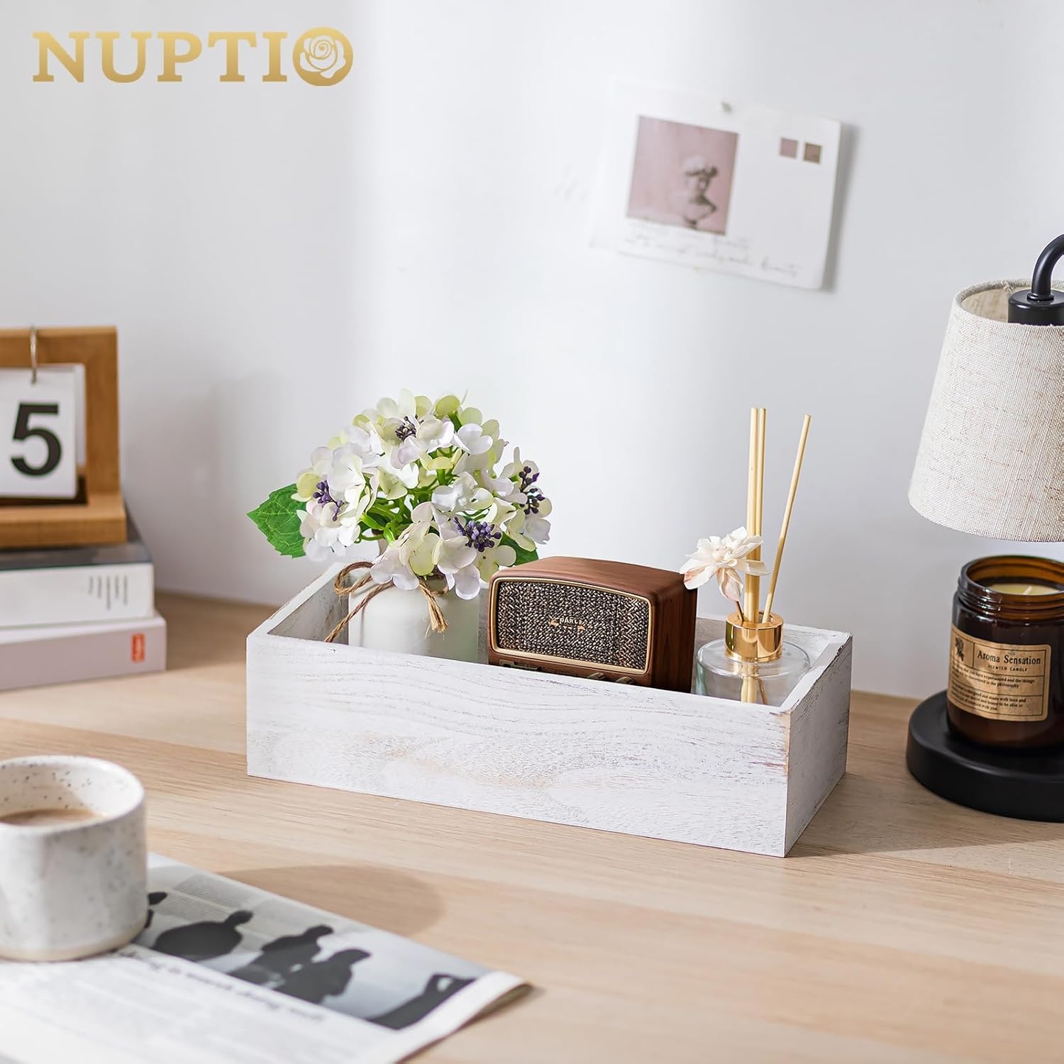 Nuptio Houten Witte Vaas Set (2 stuks) - 30cm - 48% Korting