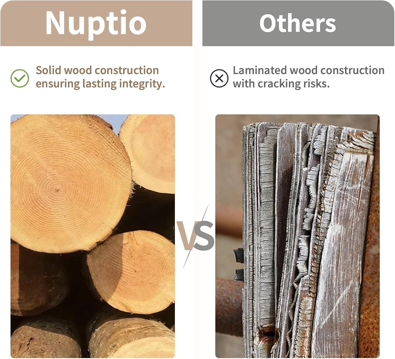 Nuptio Houten Witte Vaas Set (2 stuks) - 30cm - 48% Korting